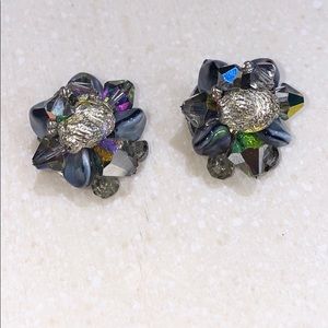 Aurora Borealis Vintage Clip-On  Earrings